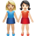 Women Holding Hands: Medium-light Skin Tone, Light Skin Tone Emoji Copy Paste ― 👩🏼‍🤝‍👩🏻 - apple