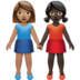 Women Holding Hands: Medium Skin Tone, Dark Skin Tone Emoji Copy Paste ― 👩🏽‍🤝‍👩🏿 - apple