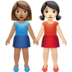 Women Holding Hands: Medium Skin Tone, Light Skin Tone Emoji Copy Paste ― 👩🏽‍🤝‍👩🏻 - apple