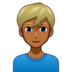 Man: Medium-dark Skin Tone, Blond Hair Emoji Copy Paste ― 👱🏾‍♂ - emojidex