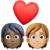 Couple With Heart: Person, Person, Dark Skin Tone, Medium-light Skin Tone Emoji Copy Paste ― 🧑🏿‍❤️‍🧑🏼 - facebook
