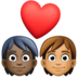 Couple With Heart: Person, Person, Dark Skin Tone, Medium Skin Tone Emoji Copy Paste ― 🧑🏿‍❤️‍🧑🏽 - facebook