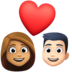 Couple With Heart: Woman, Man, Medium Skin Tone, Light Skin Tone Emoji Copy Paste ― 👩🏽‍❤️‍👨🏻 - facebook