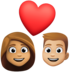 Couple With Heart: Woman, Man, Medium Skin Tone, Medium-light Skin Tone Emoji Copy Paste ― 👩🏽‍❤️‍👨🏼 - facebook