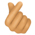 Hand With Index Finger And Thumb Crossed: Medium Skin Tone Emoji Copy Paste ― 🫰🏽 - facebook