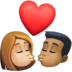 Kiss: Woman, Man, Medium-light Skin Tone, Medium-dark Skin Tone Emoji Copy Paste ― 👩🏼‍❤️‍💋‍👨🏾 - facebook