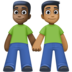 Men Holding Hands: Dark Skin Tone, Medium-dark Skin Tone Emoji Copy Paste ― 👨🏿‍🤝‍👨🏾 - facebook