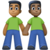 Men Holding Hands: Medium-dark Skin Tone, Dark Skin Tone Emoji Copy Paste ― 👨🏾‍🤝‍👨🏿 - facebook