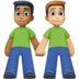 Men Holding Hands: Medium-dark Skin Tone, Medium-light Skin Tone Emoji Copy Paste ― 👨🏾‍🤝‍👨🏼 - facebook