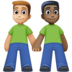 Men Holding Hands: Medium-light Skin Tone, Dark Skin Tone Emoji Copy Paste ― 👨🏼‍🤝‍👨🏿 - facebook