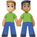 Men Holding Hands: Medium-light Skin Tone, Medium-dark Skin Tone Emoji Copy Paste ― 👨🏼‍🤝‍👨🏾 - facebook