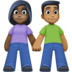 Woman And Man Holding Hands: Dark Skin Tone, Medium-dark Skin Tone Emoji Copy Paste ― 👩🏿‍🤝‍👨🏾 - facebook