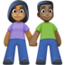 Woman And Man Holding Hands: Medium-dark Skin Tone, Dark Skin Tone Emoji Copy Paste ― 👩🏾‍🤝‍👨🏿 - facebook