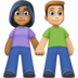 Woman And Man Holding Hands: Medium-dark Skin Tone, Medium-light Skin Tone Emoji Copy Paste ― 👩🏾‍🤝‍👨🏼 - facebook