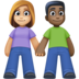 Woman And Man Holding Hands: Medium-light Skin Tone, Dark Skin Tone Emoji Copy Paste ― 👩🏼‍🤝‍👨🏿 - facebook