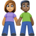 Woman And Man Holding Hands: Medium Skin Tone, Dark Skin Tone Emoji Copy Paste ― 👩🏽‍🤝‍👨🏿 - facebook