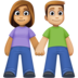 Woman And Man Holding Hands: Medium Skin Tone, Medium-light Skin Tone Emoji Copy Paste ― 👩🏽‍🤝‍👨🏼 - facebook