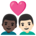 Couple With Heart: Man, Man, Dark Skin Tone, Light Skin Tone Emoji Copy Paste ― 👨🏿‍❤️‍👨🏻 - google-android