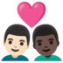 Couple With Heart: Man, Man, Light Skin Tone, Dark Skin Tone Emoji Copy Paste ― 👨🏻‍❤️‍👨🏿 - google-android
