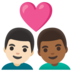 Couple With Heart: Man, Man, Light Skin Tone, Medium-dark Skin Tone Emoji Copy Paste ― 👨🏻‍❤️‍👨🏾 - google-android