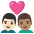 Couple With Heart: Man, Man, Light Skin Tone, Medium Skin Tone Emoji Copy Paste ― 👨🏻‍❤️‍👨🏽 - google-android