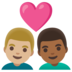 Couple With Heart: Man, Man, Medium-light Skin Tone, Medium-dark Skin Tone Emoji Copy Paste ― 👨🏼‍❤️‍👨🏾 - google-android