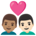 Couple With Heart: Man, Man, Medium Skin Tone, Light Skin Tone Emoji Copy Paste ― 👨🏽‍❤️‍👨🏻 - google-android