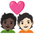 Couple With Heart: Person, Person, Dark Skin Tone, Light Skin Tone Emoji Copy Paste ― 🧑🏿‍❤️‍🧑🏻 - google-android