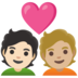Couple With Heart: Person, Person, Light Skin Tone, Medium-light Skin Tone Emoji Copy Paste ― 🧑🏻‍❤️‍🧑🏼 - google-android