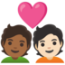 Couple With Heart: Person, Person, Medium-dark Skin Tone, Light Skin Tone Emoji Copy Paste ― 🧑🏾‍❤️‍🧑🏻 - google-android