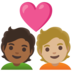 Couple With Heart: Person, Person, Medium-dark Skin Tone, Medium-light Skin Tone Emoji Copy Paste ― 🧑🏾‍❤️‍🧑🏼 - google-android