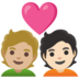 Couple With Heart: Person, Person, Medium-light Skin Tone, Light Skin Tone Emoji Copy Paste ― 🧑🏼‍❤️‍🧑🏻 - google-android