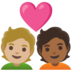 Couple With Heart: Person, Person, Medium-light Skin Tone, Medium-dark Skin Tone Emoji Copy Paste ― 🧑🏼‍❤️‍🧑🏾 - google-android