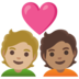 Couple With Heart: Person, Person, Medium-light Skin Tone, Medium Skin Tone Emoji Copy Paste ― 🧑🏼‍❤️‍🧑🏽 - google-android