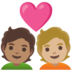 Couple With Heart: Person, Person, Medium Skin Tone, Medium-light Skin Tone Emoji Copy Paste ― 🧑🏽‍❤️‍🧑🏼 - google-android