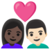 Couple With Heart: Woman, Man, Dark Skin Tone, Light Skin Tone Emoji Copy Paste ― 👩🏿‍❤️‍👨🏻 - google-android
