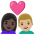 Couple With Heart: Woman, Man, Dark Skin Tone, Medium-light Skin Tone Emoji Copy Paste ― 👩🏿‍❤️‍👨🏼 - google-android