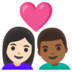 Couple With Heart: Woman, Man, Light Skin Tone, Medium-dark Skin Tone Emoji Copy Paste ― 👩🏻‍❤️‍👨🏾 - google-android