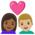 Couple With Heart: Woman, Man, Medium-dark Skin Tone, Medium-light Skin Tone Emoji Copy Paste ― 👩🏾‍❤️‍👨🏼 - google-android