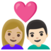 Couple With Heart: Woman, Man, Medium-light Skin Tone, Light Skin Tone Emoji Copy Paste ― 👩🏼‍❤️‍👨🏻 - google-android