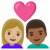 Couple With Heart: Woman, Man, Medium-light Skin Tone, Medium-dark Skin Tone Emoji Copy Paste ― 👩🏼‍❤️‍👨🏾 - google-android