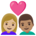 Couple With Heart: Woman, Man, Medium-light Skin Tone, Medium Skin Tone Emoji Copy Paste ― 👩🏼‍❤️‍👨🏽 - google-android