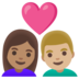 Couple With Heart: Woman, Man, Medium Skin Tone, Medium-light Skin Tone Emoji Copy Paste ― 👩🏽‍❤️‍👨🏼 - google-android