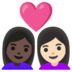 Couple With Heart: Woman, Woman, Dark Skin Tone, Light Skin Tone Emoji Copy Paste ― 👩🏿‍❤️‍👩🏻 - google-android