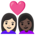 Couple With Heart: Woman, Woman, Light Skin Tone, Dark Skin Tone Emoji Copy Paste ― 👩🏻‍❤️‍👩🏿 - google-android