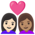 Couple With Heart: Woman, Woman, Light Skin Tone, Medium Skin Tone Emoji Copy Paste ― 👩🏻‍❤️‍👩🏽 - google-android