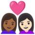 Couple With Heart: Woman, Woman, Medium-dark Skin Tone, Light Skin Tone Emoji Copy Paste ― 👩🏾‍❤️‍👩🏻 - google-android
