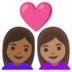 Couple With Heart: Woman, Woman, Medium-dark Skin Tone, Medium Skin Tone Emoji Copy Paste ― 👩🏾‍❤️‍👩🏽 - google-android