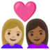 Couple With Heart: Woman, Woman, Medium-light Skin Tone, Medium-dark Skin Tone Emoji Copy Paste ― 👩🏼‍❤️‍👩🏾 - google-android