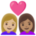 Couple With Heart: Woman, Woman, Medium-light Skin Tone, Medium Skin Tone Emoji Copy Paste ― 👩🏼‍❤️‍👩🏽 - google-android
